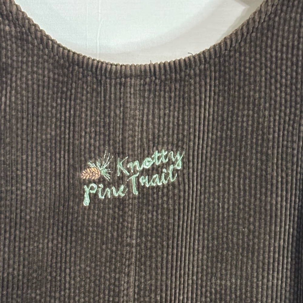 VTG Disney Store Pooh Knotty Pine Trail Brown Corduroy Jumper Dress S - Picture 6 of 9